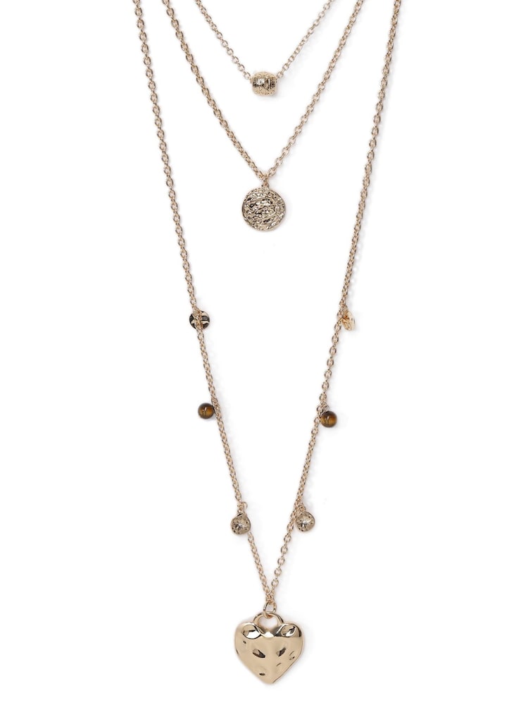 Aela Hjärta Charm Multirow Brun Halsband - Bild 1 av 2