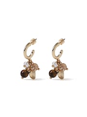 Aela Heart Cluster Charm Drop Hoop Brown Earrings - Image 2 of 3