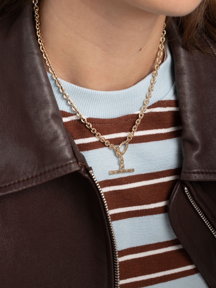 Heart T-bar Chain Necklace - Image 1 of 3 Heart T-bar Chain Necklace - Image 1 of 3