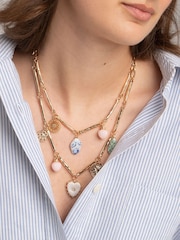 Aela Pink Charm Bar Multirow Necklace - Larawan 1 ng 3