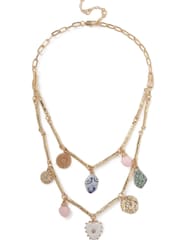 Aela Pink Charm Bar Multirow Necklace - Larawan 2 ng 3