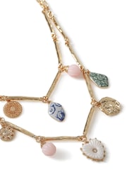 Aela Pink Charm Bar Multirow Necklace - Larawan 3 ng 3