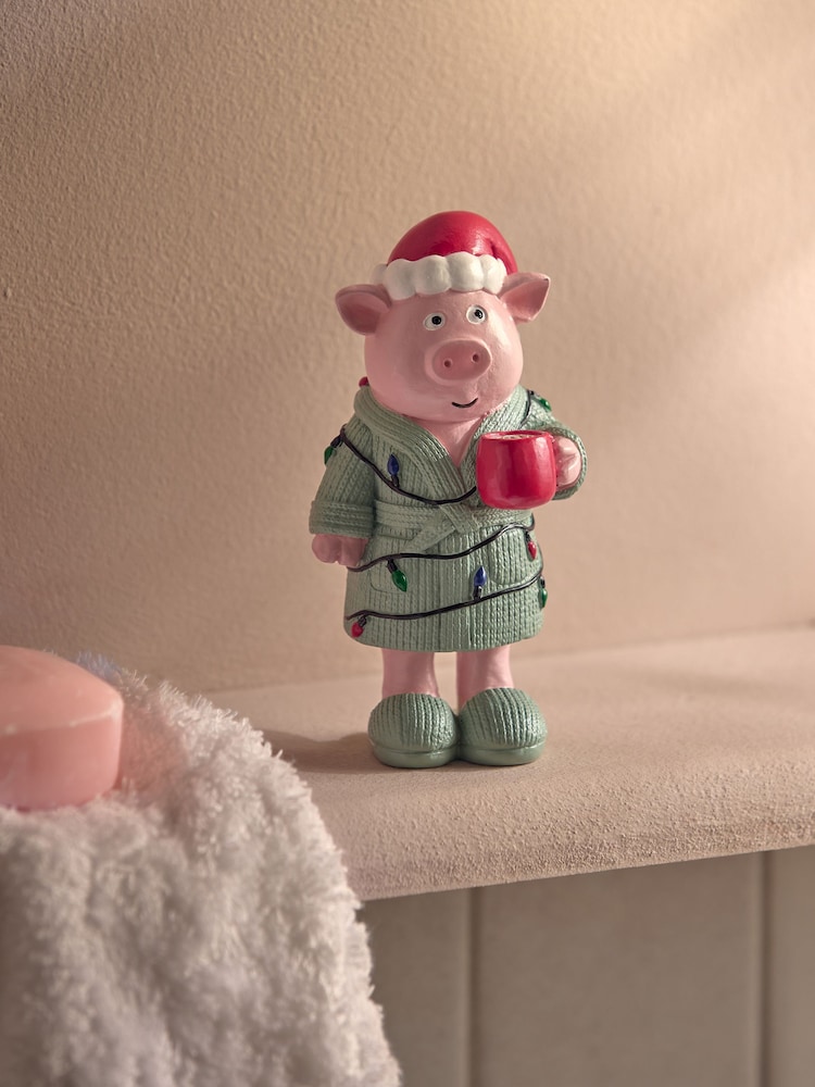 Red Christmas Pig Bathroom Ornament - Image 1 of 5