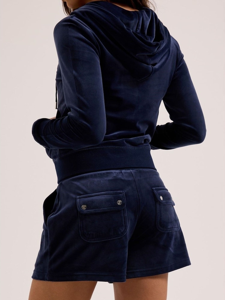 Juicy Couture Blue Classic Velour Shorts With Back Pocket - Image 2 of 4