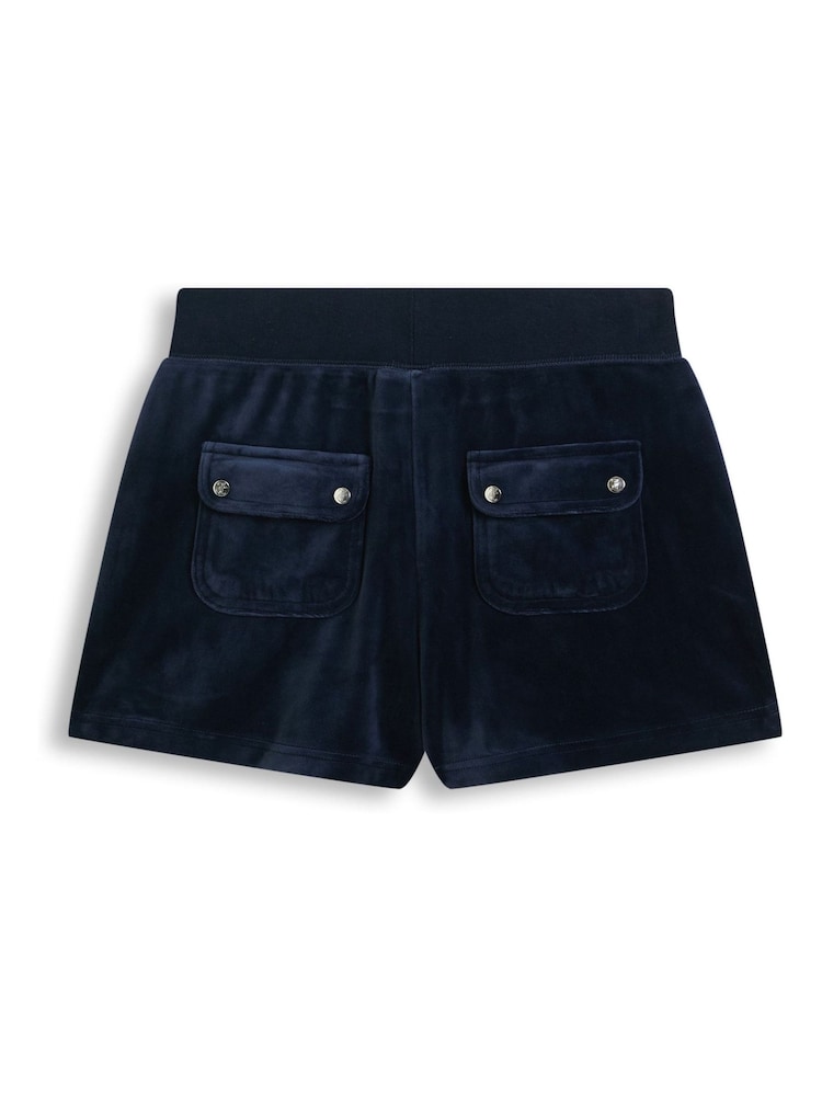 Juicy Couture Blue Classic Velour Shorts With Back Pocket - Image 4 of 4