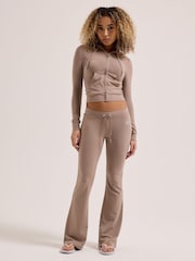 Juicy Couture Brown Apollo Diamante Jersey Low Rise Joggers - Image 1 of 4