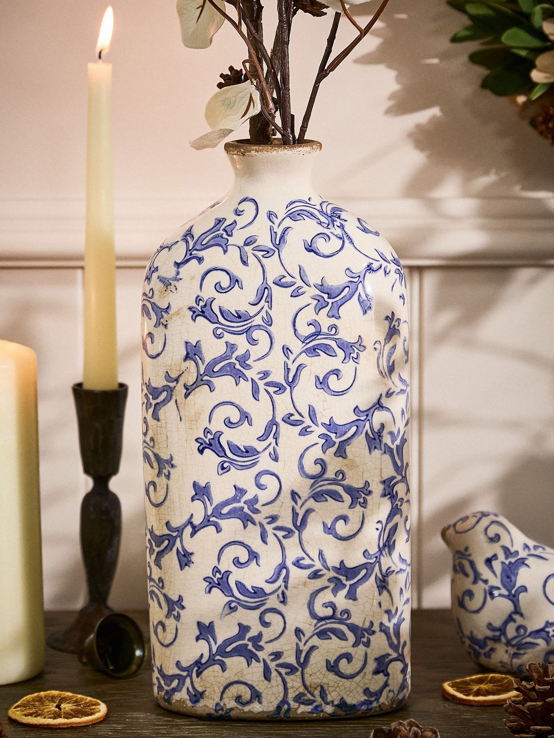 Dibor Unisex Blue Botanical Bottle Vase
