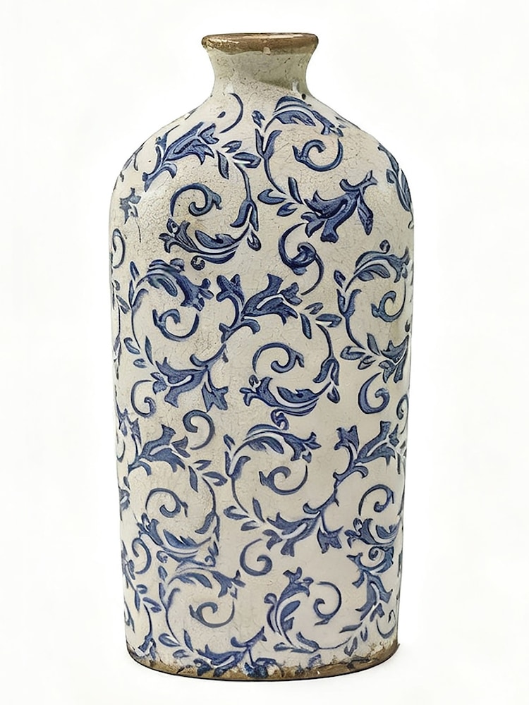Dibor Blue Botanical Bottle Vase - Image 2 of 4 Dibor Blue Botanical Bottle Vase - Image 2 of 4