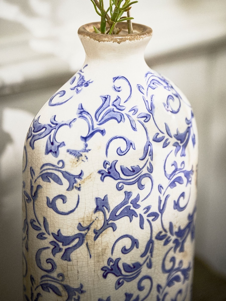 Dibor Blue Botanical Bottle Vase - Image 4 of 4 Dibor Blue Botanical Bottle Vase - Image 4 of 4