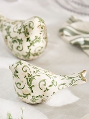 Dibor Green Botanical Bird Ornaments - Image 1 of 6