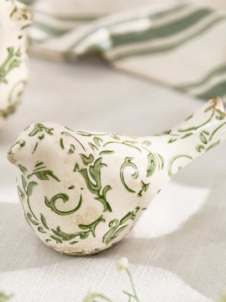 Dibor Green Botanical Bird Ornaments - Image 6 of 6