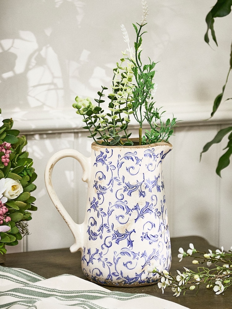 Dibor Blue Botanical Pitcher Jug - Image 1 of 6