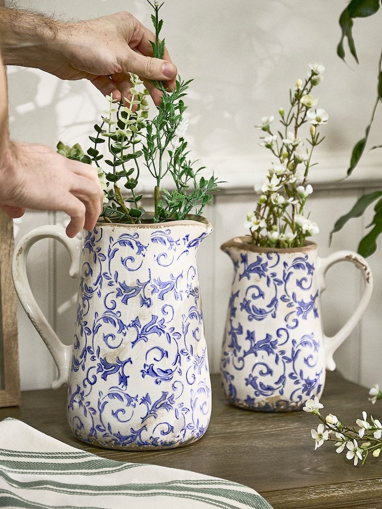 Dibor Blue Botanical Pitcher Jug - Image 6 of 6