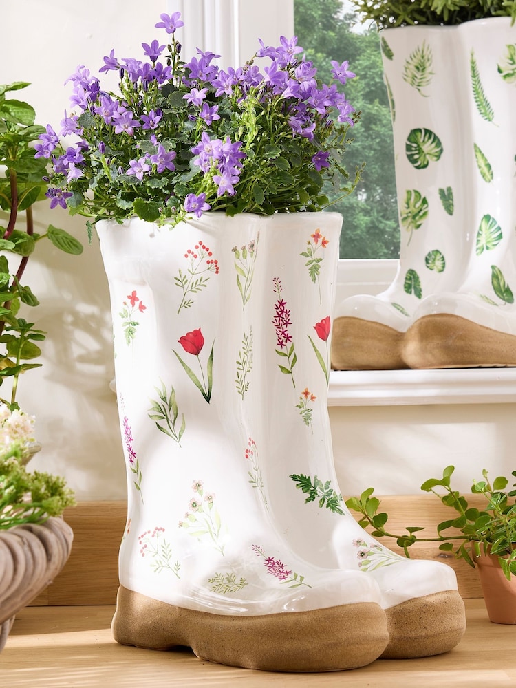 Dibor White Welly Boot Planter - Image 1 of 6