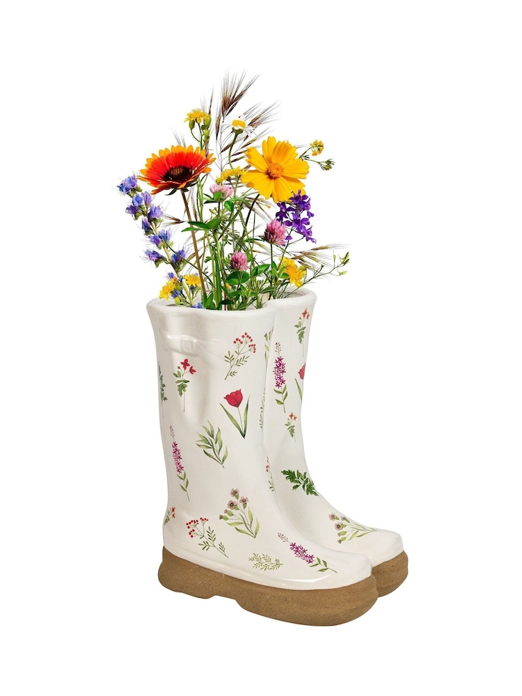Dibor White Welly Boot Planter - Image 2 of 6