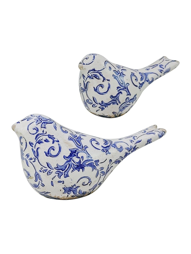 Dibor Blue Botanical Bird Ornaments - Image 2 of 6 Dibor Blue Botanical Bird Ornaments - Image 2 of 6