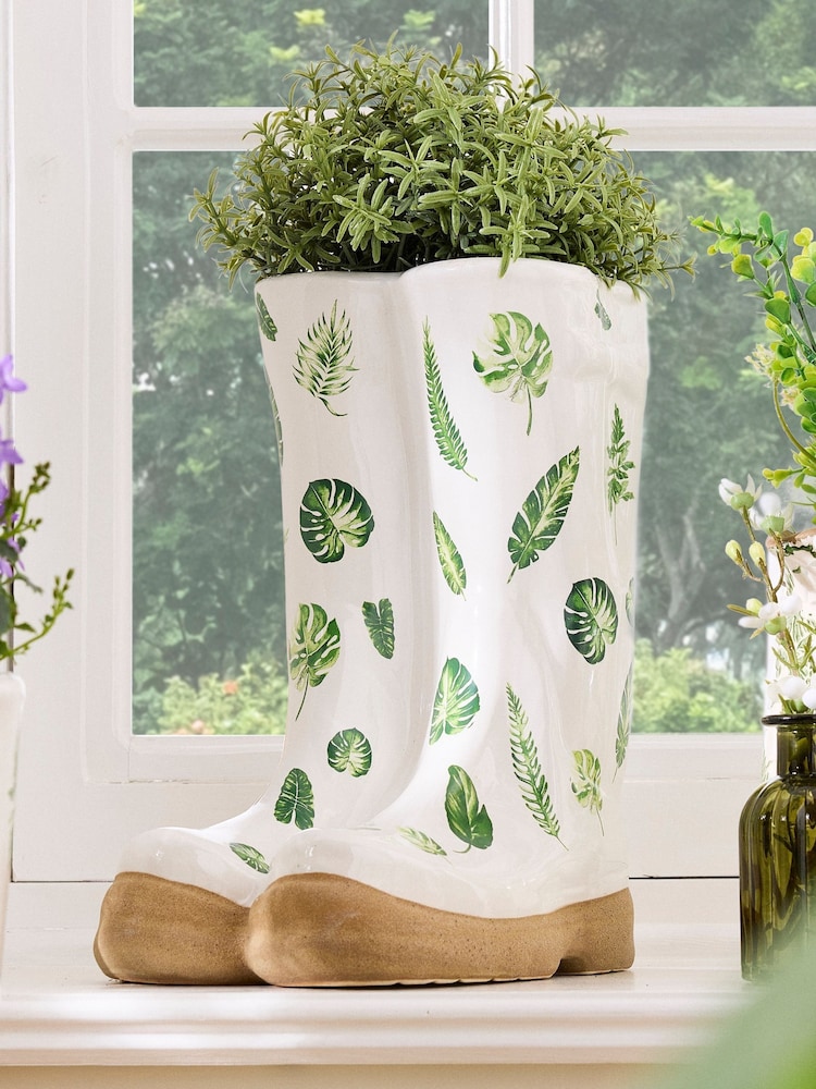 Dibor White Welly Boot Planter - Image 1 of 5 Dibor White Welly Boot Planter - Image 1 of 5