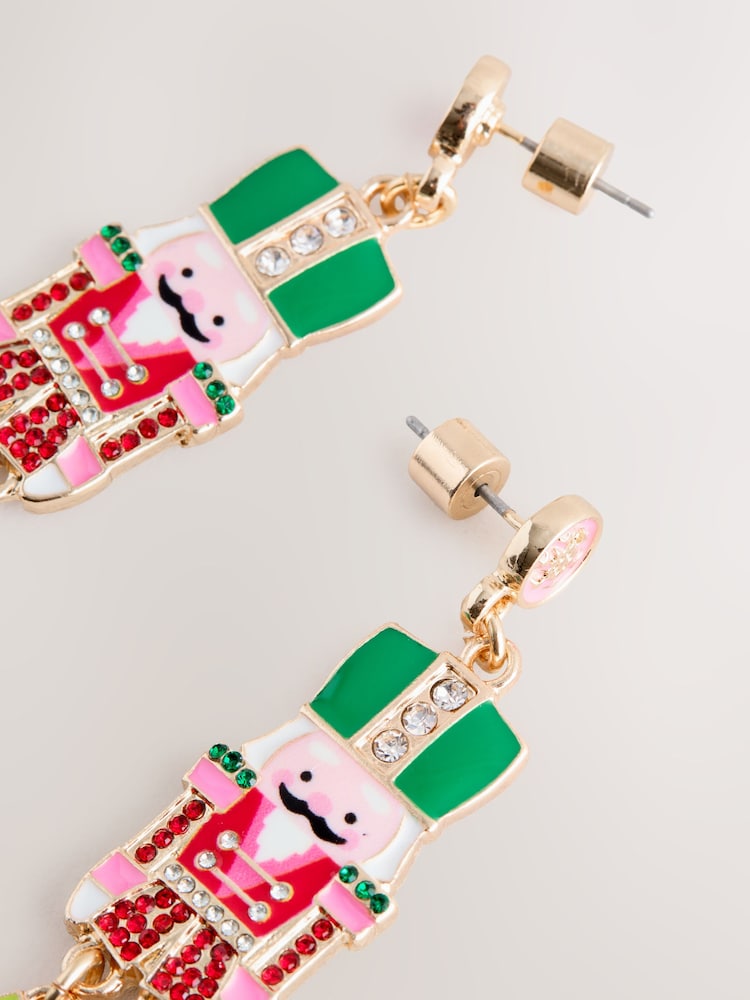 Red Christmas Nutcracker Drop Earrings - Image 3 of 3