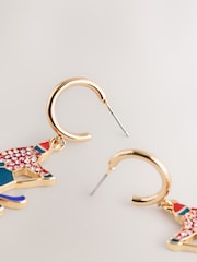 Red Christmas Skier Enamel Hoop Earrings - Image 3 of 3