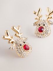 Gold Tone Christmas Reindeer Stud Earrings - Image 2 of 3