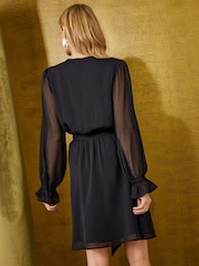 Love & Roses Black Sequin Detail Tie Waist Mini Dress - Image 4 of 5