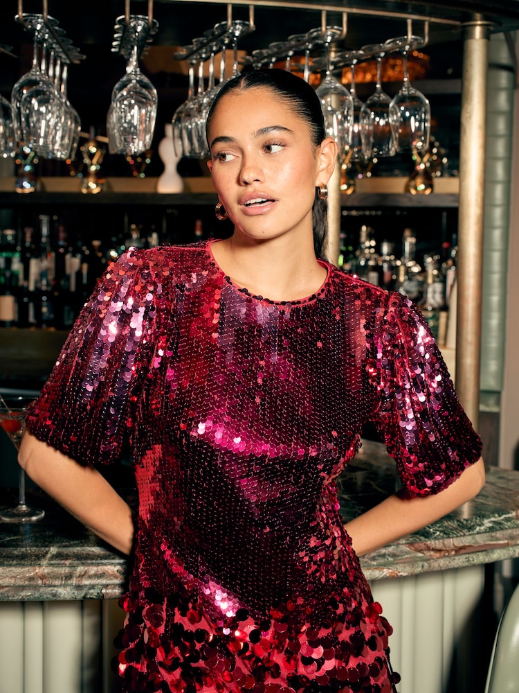 Love & Roses Pink Ombre Sequin Mini Dress - Image 2 of 8