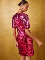 Love & Roses Pink Ombre Sequin Mini Dress - Image 7 of 8