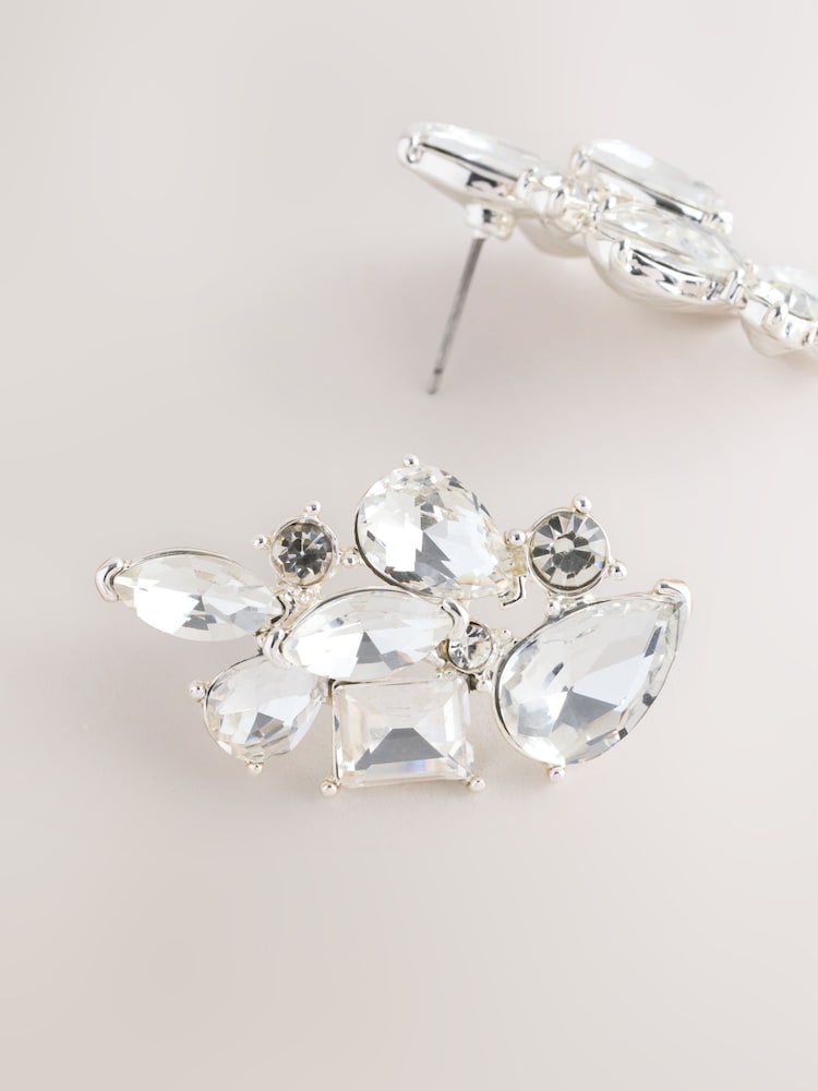 Silberfarben - Sparkle Cluster Stud Earrings - Bild 3 von 3