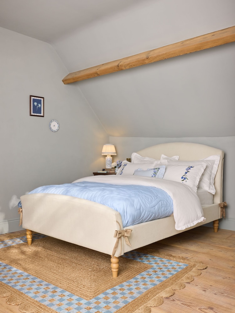 Cath Kidston Canvas Cream Chenille Bow Bed Frame - Image 1 of 5 Cath Kidston Canvas Cream Chenille Bow Bed Frame - Image 1 of 5