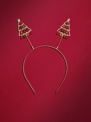 Gold Tone Christmas Tree Bopper Headband - Image 1 of 3