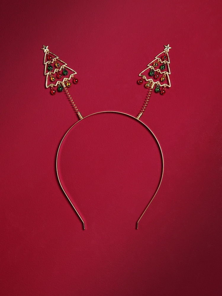 Gold Tone Christmas Tree Bopper Headband - Image 1 of 3
