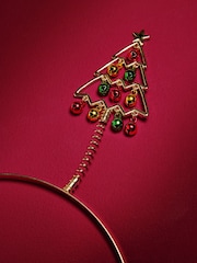 Gold Tone Christmas Tree Bopper Headband - Image 2 of 3