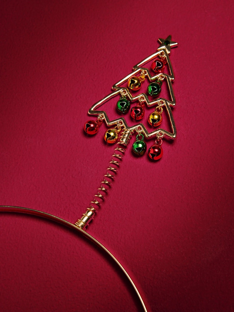 Gold Tone Christmas Tree Bopper Headband - Image 2 of 3