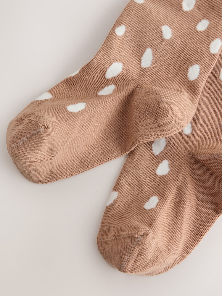 Brown Cotton Rich Deer Print Tights 1 Pack - Image 2 of 3