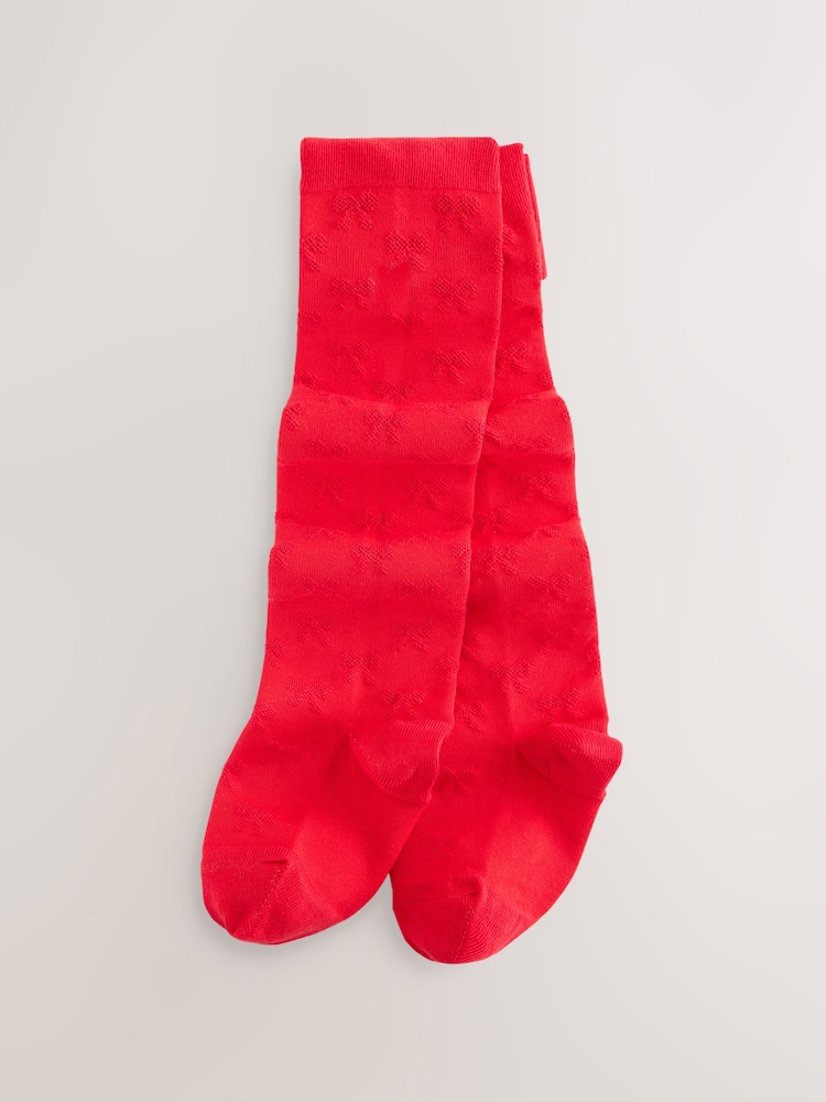 Pula - Cotton Rich Textured Bow Tights - Larawan 1 ng 3 Pula - Cotton Rich Textured Bow Tights - Larawan 1 ng 3