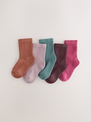 Multi Cotton Rich Ribbed Ankle Socks 5 pack - Image 1 of 3