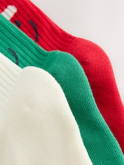 Red, Brown and Ecru Christmas Cotton Rich Cushioned Sole Ankle Socks 3 Pack - Image 3 of 3