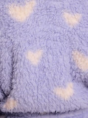 Lipsy Lilac Purple Soft Touch Borg Heart Dressing Gown (5-16yrs) - Image 6 of 6