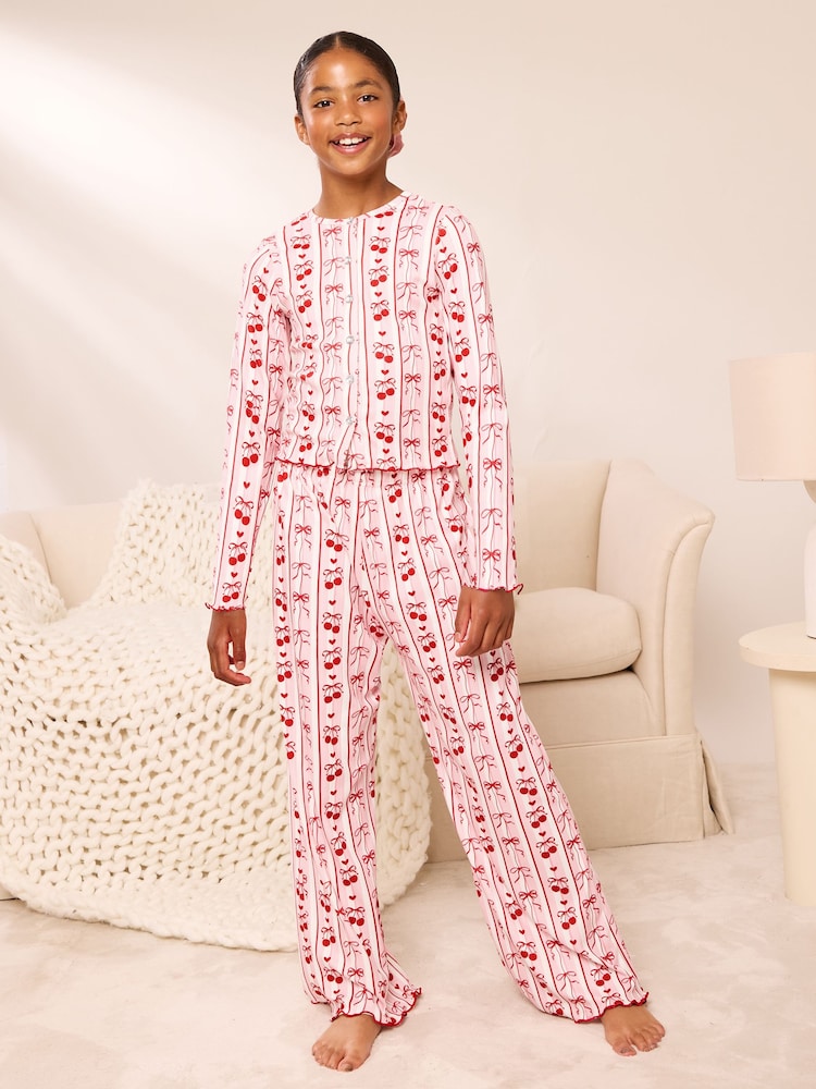 Lipsy Soft Touch Pointelle Lounge Pyjamas Set (5-16yrs) - Image 1 of 5