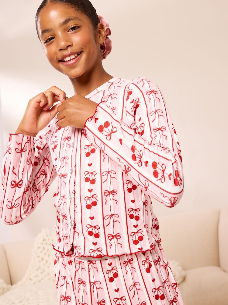 Lipsy Soft Touch Pointelle Lounge Pyjamas Set (5-16yrs) - Image 2 of 5