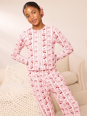 Lipsy Soft Touch Pointelle Lounge Pyjamas Set (5-16yrs) - Image 3 of 5