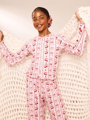 Lipsy Soft Touch Pointelle Lounge Pyjamas Set (5-16yrs) - Image 4 of 5