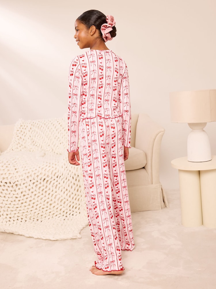 Lipsy Soft Touch Pointelle Lounge Pyjamas Set (5-16yrs) - Image 5 of 5