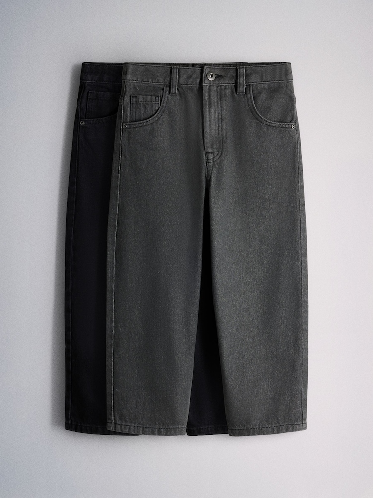 The Set 2 Pack Baggy Fit Jeans Black/Grey - Image 1 of 5 The Set 2 Pack Baggy Fit Jeans Black/Grey - Image 1 of 5