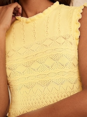 Love & Roses Yellow Crew Neck Lurex Detail Cotton Rich Knitted Midi Dress - Image 2 of 5
