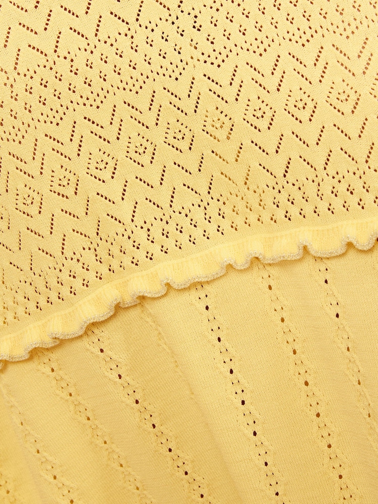 Love & Roses Yellow Crew Neck Lurex Detail Cotton Rich Knitted Midi Dress - Image 5 of 5