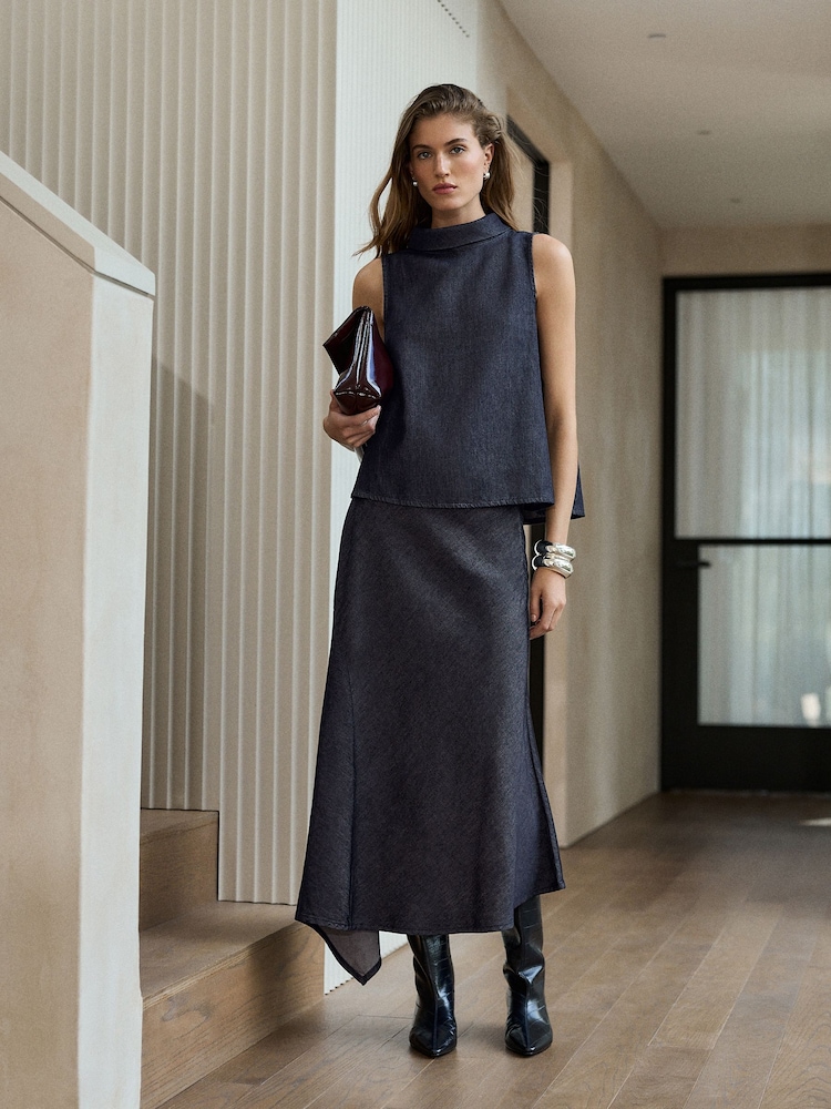 Indigo Blue N.Premium High Neck Sleeveless Top - Image 2 of 8