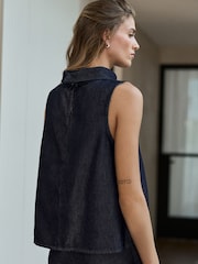Indigo Blue N.Premium High Neck Sleeveless Top - Image 4 of 8