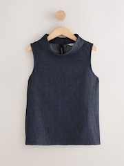 Indigo Blue N.Premium High Neck Sleeveless Top - Image 6 of 8