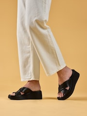 Hush Puppies Black Bobbi Wedge Sandals - Image 2 of 6